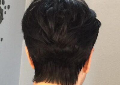 backside view of the hair before treatment
