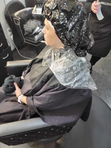 view of the customer during hair treatment