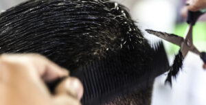 view of the hair during cutting
